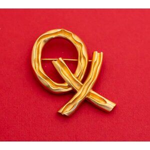 Vintage Gold Tone "OX" Letters Brooch by AJC - F25